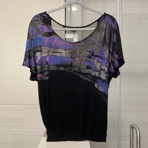 Guess Blouse, Black and Purple, XS